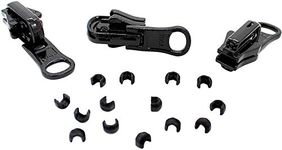 Zipper Repair Kit - #5 YKK Vislon Reversible Sliders - 3 Sliders + 14 Top Stops - Made in The United States - Color: Black