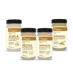 Origenz Amla Reetha Shikakai Bhringraj Powder 400gm Combo Pack for Hair Care, Wash, Healthy Scalp, Nourishment, Mask, Helps to Control Dandruff, Haifall | Natural Cleanser | 100gm x 4