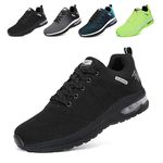 GoodValue Mens Running Shoes Tennis Lightweight Air Cushion Sports Shoes Fashion Athletic Breathable Mesh Upper Walking Sneakers Casual for Gym Black