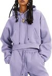 Flygo Casual Fleece 2 Piece Outfits Long Pants Hood Set Sweatsuits Tracksuits for Women (Lightpurple-L), Light Purple