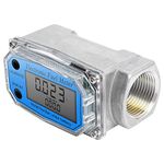 YFIXTOOL 1.5" Digital Turbine Flow Meter, LCD Digital Display Flowmeter, Gas Oil Fuel Flowmeter for Diesel, Kerosene, Gasoline, Aluminum Stainless Steel, Flow Rate of 40-280LPM(10.5-74GPM).