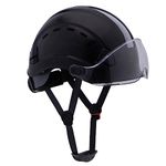 LOHASPRO Hard Hats Construction OSHA Safety Helmet with Visor ANSI Z89.1 Approved Men Women Adult Vented Hardhat Arborist Rescue Climbing Tree Work Casco De Construccion(L-CA1 Black Clear)