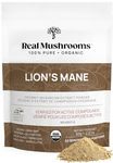 Real Mushrooms Lions Mane Powder - Organic Mushroom Extract with Immunomodulating Properties Antioxidants Vegan Supplement, 60 Servings