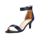 DREAM PAIRS Women's Low Kitten Heels Ladies Open Toe Party Ankle Strap Dress Pumps Bride Wedding Evening Shoes FIONA,Size 7,Navy,FIONA