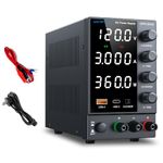 WANPTEK POWER DC Power Supply Variable 0-120V 0-3A, Bench Power Supply Adjustable with OCP Protection/USB-A & Type-C Fast Charge/Encoder Corase & Fine Knob/High Precision 4-Digit Display
