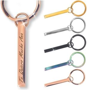 ibera gifts - Llavero personalizado rectangular de acero - Grabación en los 4 lados - Ideal para regalar a tu pareja, amigos, familia o niños - Acabado profesional (Oro rosa)