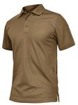 TACVASEN Mens Polo Shirts Tactical Golf Shirt Lightweight Quick-Dry Military Airsoft Short Sleeve Polos Brown S