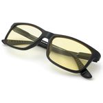 J+S Vision Blue Light Shield Computer Reading/Gaming Glasses - 0.0 Magnification - Anti blue light 100% UV protection - High Definition Lens, Classic Rectangle Glossy Black Frame