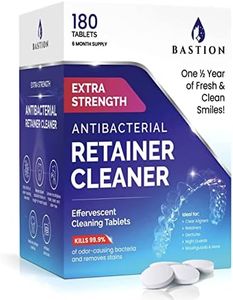 Retainer Cleaner & Denture Cleanser - 180 Effervescent Tablets 6 Month Supply Removes Stains, Discoloration, Odors, Plaque Clear Aligners, Mouth Night Guard, All Dental/Oral Appliances