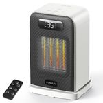 FLANUR Portable Space Heater with Thermostat, 1500W PTC Ceramic Fast Heating & ECO Mode - 2-in-1 Heater Fan, Remote, Digital Display, 12H Timer, Under 35dB Quiet Indoor Space Heater-White