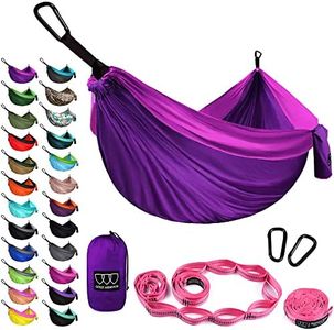 Gold Armour Camping Hammock - Extra Large Double Parachute Hammock (2 Tree Straps 16 Loops/10 ft Included) USA Brand Lightweight Portable Mens Womens Kids, Camping Accessories Gear (Purple/Fuchsia)