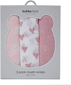 Bubba Blue Nordic Muslin Wrap 120 x 120 cm Size, Dusty Berry/Rose (Pack of 3)