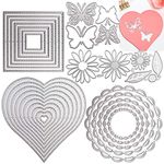 Daily Treasures 5 Set Cutting Dies Stencil, 32 Pcs Cutting Dies For Card Making, Multi-Shape Diy Metal Dies for Paper Crafting for Christmas & Album Scrapbooking (Heart/Square/Round/Butterfly/Flower)