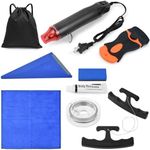 Precizex Emblem Removal Tool Kit Complete Car Debadge and Vinyl Wrap Removal Set with Heat Gun Squeegee Scratch Repair Paste Applicator Sponge Towel 5m PE Cord and Storage Bag for Easy Organization