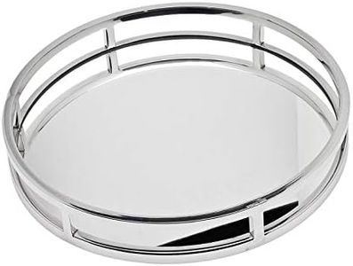 Godinger Decorative Tray, Perfume Tray, Vanity Tray, Round Home Decor Tray - Aspen Collection, Silver, 13"