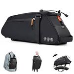 Shinkuro Bike Rear Rack Bag, 10L Bike Pannier Bag Waterproof, Bicycle Trunk Bag, Multi Pockets Cycling Rear Seat Storage Bag, Bike Bag for Rear Carrier with Reflective Area & Shoulder Strap, Black