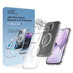 5-in-1 Magnetic Case Set for iPhone 16 Pro Max Clear Case, Compatible with MagSafe [Anti-Yellowing] with 2 Screen Protectors + 2 Camera Lens Protectors, Military Grade Shockproof Kit