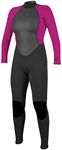 O'Neill Women's Reactor-2 3/2mm Back Zip Full Wetsuit, Black/Berry, 12