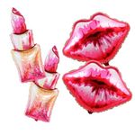 4Pcs lips Lipstick Balloons，49 Inch Red Lipstick and 30 Inch lip Balloons For Galentines Day Make up Spa Pink Girl Party Spa Party