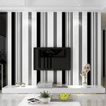 Warmiehomy Non-Woven Wallpaper 4 Pack x 53cm x 10m Striped Wallpaper Black White Grey Wall Paper Roll for Living Room Bedroom TV Background