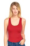 Women's Stylish Scoop Neck Tank Top - Red - One Size