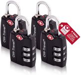 OW-Travel TSA Approved Luggage Locks Suitcase Locks with Indicator Open Alert (4 Pack) 3 Digit Security Padlock Combination Padlocks Code Lock for Zipper Luggage Bag Case Backpack Gym Locker (Black)
