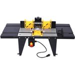 Router Table with Fence, Professional Woodworking Table Router for Precision Cutting, Sturdy Aluminum & Steel Construction, Expandable Work Surface (Black)