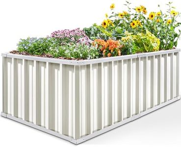KING BIRD Raised Garden Bed 68" x 36" x 24" Heightened Galvanized Steel Metal Planter Box Outdoor for Deep-Rooted Vegetables, Flowers, Large Raised Bed Kit (Ivory)
