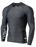 LAFROI Men's Long Sleeve UPF 50+ Baselayer Skins Performance Fit Compression Rash Guard-CLYYB (Asym Dark Grey, XL)