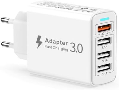 Cargador USB Multiple, 4 Puertos Enchufe USB Carga Rapida 33W QC3.0 Cargador Móvil Carga Rapida Adaptador Cargador Rapido para iPhone 14/13/12/11 Pro Max/XS/XR/8/7/6/5,iPad,Samsung S23/S22/S21,Xiaomi