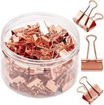 Bright Creations Rose Gold Binder Clips for Files, Documents, Modern Office Supplies (0.75 In, 100 Pack)