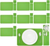 Juvale Felt Table Placemats Set of 8 for Dining Table and Kitchen Decor with Drink Coasters and Cutlery Pouches (Green, 24 Pieces)