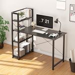 VERMESS Computer Desk with 4 Storage Shelves, 47 Inch Small Space Home Office Desks with Bookshelf for Study Writing and Work,Modern Simple Style and Easy Assemble,Black