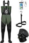 Gonex Chest Waders for Men Women Waterproof 2-Ply Nylon/PVC Waders for Fishing Duck Hunting with Boot Hanger & Waterproof Phone Pouch/Case, Green Black, M10/W12