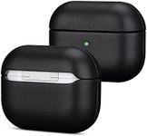 AirPods Pro Full Grain Leather Case, Lopie [Handmade Series] Cowhide AirPods Pro Cover Protective Skin, Portable Shockproof Shell Dust/Dirt Proof Case for Apple Air Pods 3 Gen - Black