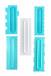 RKPM HOMES Plastic Saw Tooth Cake Scraper Set, Decorating Comb & Icing Smoother Tool Scraper, DIY Icing Decorating Spatula Decorating Mousse Butter Cream (Blue Scraper 5 Pcs)