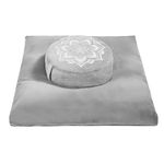 hunnidspace Meditation Cushion with Washable Premium Velvet Cover,100% Memory Foam Square Floor Cushion and Buckwheat Cushion Seating for Adults and Children Sitting, Yoga, Reading (Silver Bundle)