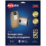 Avery TrueBlock Shipping Labels for Inkjet/Laser Printers, 2" x 4", White, Rectangle, 250 Labels, Permanent (5263) Made in Canada