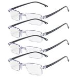 AUGEN Blue Block Rimless Reading Glasses Black Clear Unisex Free Size Power (+3.50, Pack Of 4)