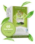 Tega Organic Sencha Green Tea With Japanese Matcha | Green Tea in Eco-Friendly Tea Bags, Fairtrade, Carbon Neutral, Zero Sugar, Medium Caffeine, 20 Individually Wrapped Tea Bags (Pack of 3)