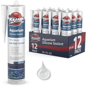 Kraken Bond Aquarium Silicone Sealant Clear - (12x10.1 fl. oz.) 100% Waterproof Aquarium Safe Silicone, Non-Toxic Fish Tank Safe Sealant, Fast Curing and Strong Adhesion, 12 Pack