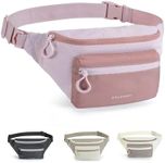 BAGSMART Fanny Packs for Women Men Crossbody Waist Bag with Adjustable Strap Belt Bag for Running Sport Travel Hiking, Pink