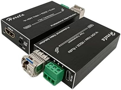 Hereta 4K HDMI Fiber Video Extender 10.2Gbps Mini HD Fiber Converter with RS232 and Audio Extension of Distances Up to 20km Over Single-Mode Single Fiber SFP Optical Transceiver