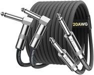 Guitar Cable 10 ft 2 Pack, Kevlar-Reinforced Braided 1/4 Instrument Cable, 20 AWG, OFC, 360° Heat-Shrink Solder Joint, Unbalanced TS Quarter Inch Electric Bass AMP Cord with Rean Connectors by Neutrik