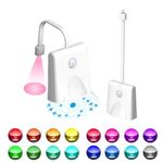 Elitecran Toilet Bowls Night Light, USB Rechargeable Body Motion Activated Toilet Seat Light, Waterproof LED Bathroom Smart Sensor Light with Projector Lamp 16 Colors for Washroom