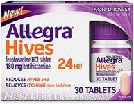 Allegra Hives Non-Drowsy Antihistamine Tablets, 30-Count, 24HR Hives Reduction & Itch Relief, 180mg