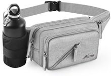 Afreter Fanny Pack Waterproof Waist Bag Pack Men Women Hip Bum Bag With Water Bottle Holder Adjustable Strap Suitable For Outdoors Workout Traveling Hiking Cycling Dog Walking Pouch Bag, Grey, Small,