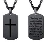 PROSTEEL Cross Jewelry Mens Womens Cross Pendant for Men Necklace Black Dog Tag Chain Pendants Military Dog Tag Dogtag Inspirational Necklace Gifts for Men Stainless Steel Chain