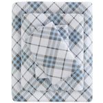 Sleep Philosophy True North Cozy Flannel Warm 100% Cotton Sheet - Novelty Print Animals Stars Cute Ultra Soft Cold Weather Bedding Set, Queen, Blue Plaid 4 Piece