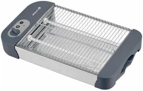 Grunkel - Tostadora de pan plana para 4 rebanadas de 600w con 6 niveles de temporizador y señal acústica de finalización. Incluye bandeja recogemigas extraíble (Básico)